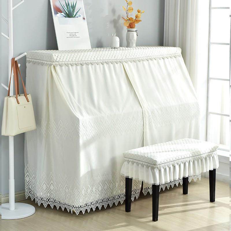 档代简约钢琴全罩格蕾丝防现尘罩美式网格蕾丝小清新高钢琴罩盖布