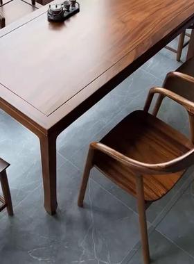 美现黑南胡桃木茶桌椅组合家用KCC客厅茶水桌代简约新泡茶桌中式