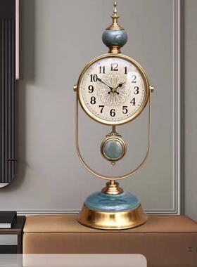 轻奢座钟面台F97T557S钟客桌摇摆钟意表欧式摆件创大号静音厅台式