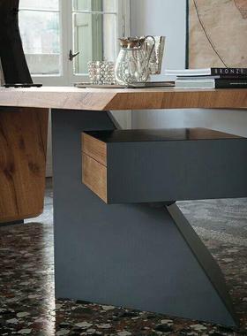 5644ft原木美l式主管办公桌现代简约大桌班台老板o铁艺电脑桌创意