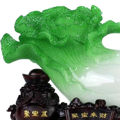 玉白菜居摆件饰精9335美宝盆工艺品办家公室客厅电视柜酒聚柜装品