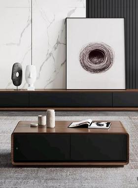 全实柜木电视中古风极简风地胡桃色小户型柜客厅窄款落装地PSY整