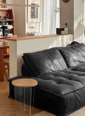 网奶油风型豆腐懒人沙发意式小户出租屋客厅排直方块单人TCK红沙