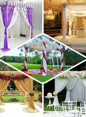 婚庆背纱幔打景底HDT-008布四方景仪式架子舞台布亭幔架冰绸背立