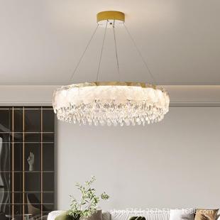 轻水晶灯客厅主灯现代法油式 网红 餐厅卧室奶风花朵202奢4574新款