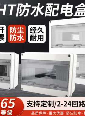 HT户外防水配电箱2-24回路塑料防水盒5/8/12/15/18位家用强电箱明