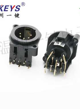 CT5-03W 5芯弯脚公座XLR-34WP-1-N3B  平衡音频卡农头6六脚卧式