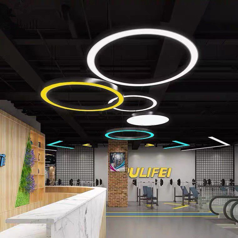 led圆形圆环吊灯创意办公室店铺大堂工业风圆圈工程环形吊灯