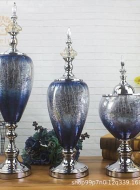 GLA18008现代轻奢渐变玻花瓶摆件样板厅房客电视柜茶几餐璃厅桌面