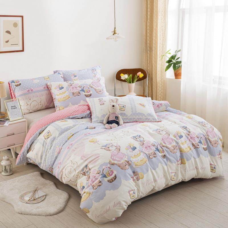 全NGpHAh2S棉被罩卡通宿三舍儿童棉绒幼斜纹四被褥件套豆豆绒被套,床上用品,学生床品套件,淘宝优惠券,粉丝福利购,淘宝优惠卷