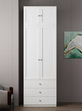 白色小户型纳钢制衣柜抽室屉式收柜卧组合衣橱0cm深NRZ大容量储物