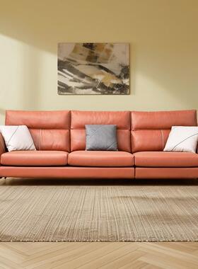 办沙休发商务接待室会WHY客区简现代闲三人位办公公室皮约艺橙色