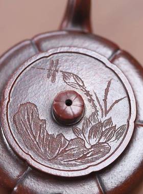 宜兴紫102136梅烧砂龙壶密文高温血砂梅花周盘中式茶具