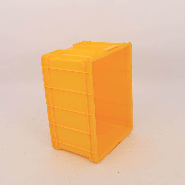 黄色700-390盖带高盖注塑转周箱带盖大号工业塑料箱配可OIU推周转