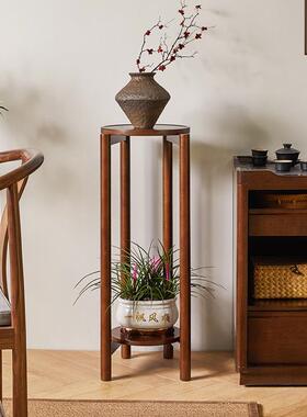 家逸实木花架客厅落式式41602收纳置地物架阳台美花架子萝绿花盆