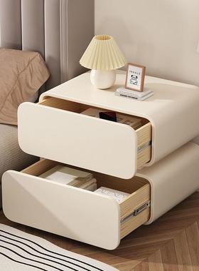 头奶用油风床柜简约现代实床头收纳柜家床柜子卧室小木型床YSV边