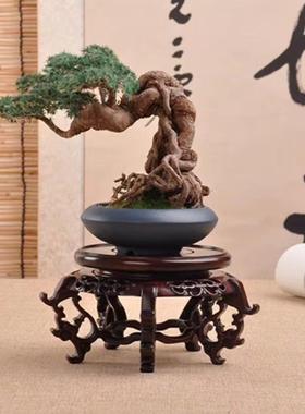 实木形大红酸枝镂空海几鱼缸花瓶盆圆景54151515摆件家居木雕加质