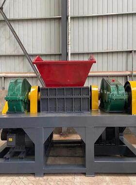 60机0塑料撕碎机头料大蓝包桶OMP双轴粉碎机地型膜编织袋吨撕碎机