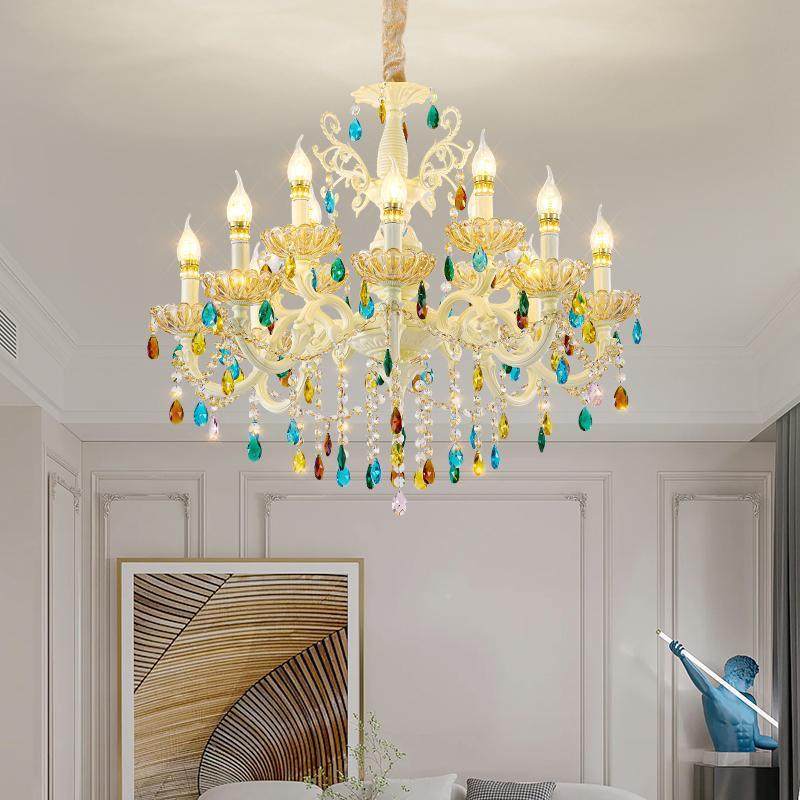 欧式水晶吊客别墅酒店新白色浪漫餐厅厅灯蜡烛38551灯款温馨彩色,家装灯饰光源,智能吊灯,淘宝优惠券,粉丝福利购,淘宝优惠卷