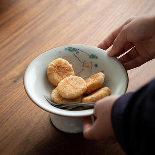 汝陶创大号果点心盘手点工高足盘汝窑果盘子盘意陶202006瓷茶盘托