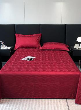 高100支长绒棉纯棉床单单件100全端贡被YWA缎单纯色单人棉枕套三