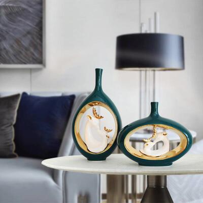 现代北欧轻奢电视柜摆件创意家居装饰品欧式客厅酒柜陶瓷工艺品小