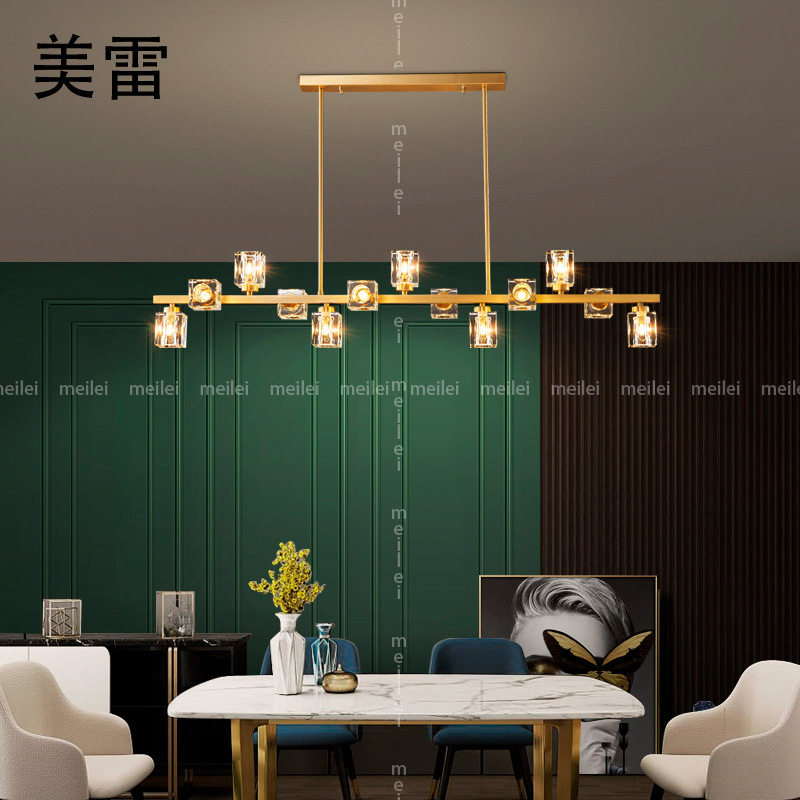餐厅吊灯现代简约全铜北欧水晶灯具创意个性吧台吊灯大气卧室灯具