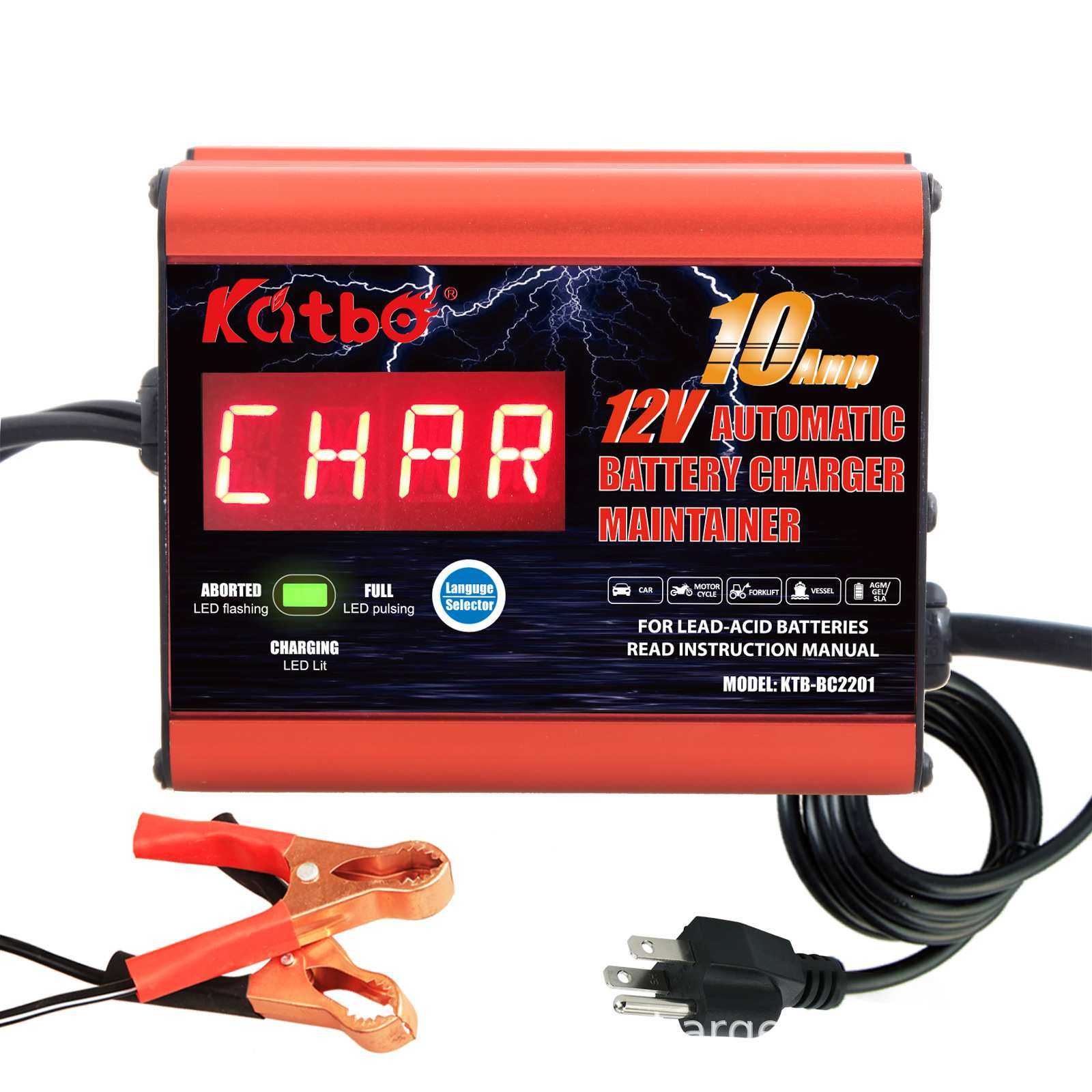 KATBO汽车电瓶充电器蓄电池12V10A全自动厂家直销船用专用大功率
