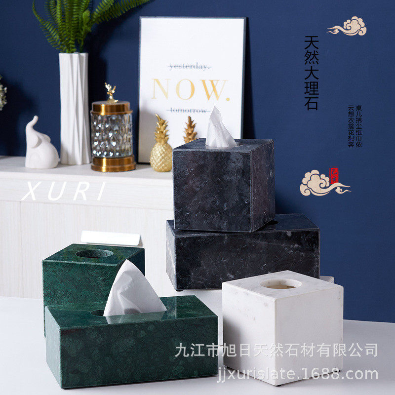亚马逊海淘北欧风大理石纸巾盒家用酒店简约现代样板房摆件抽纸盒