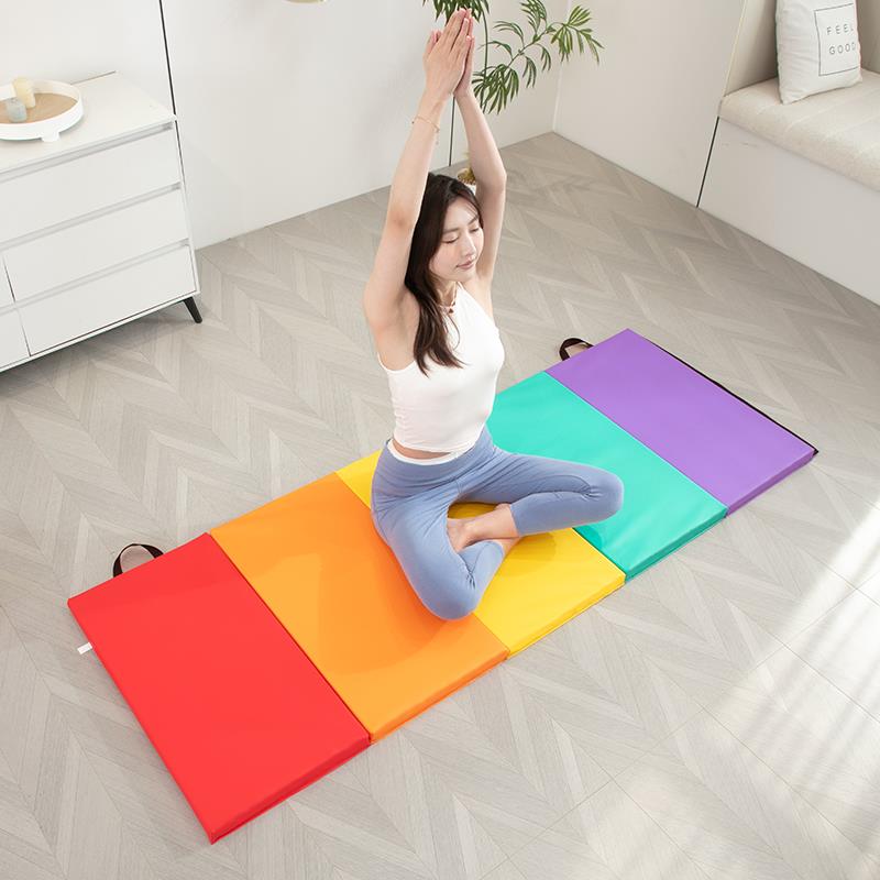 跳瑜珈垫健身垫五折垫加RHZ女生专用操垫用加厚防滑折叠垫长家地