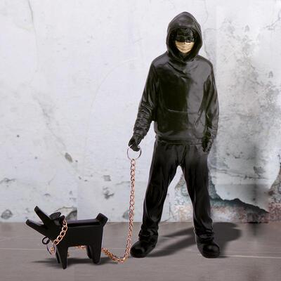 创意艺摆件桌面术礼物遛饰书230424房装柜办公励志班克西狗人摆件