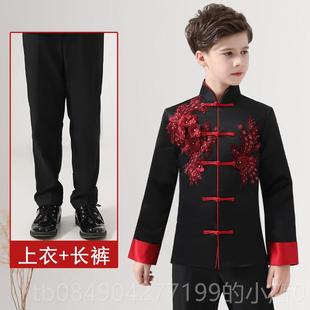 高档儿童唐国装男童中国风演出2024新款族学服中山装大合唱民表演