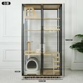 高档猫窝猫别墅景家用猫笼别子实木猫咪墅大型室内全猫柜豪华玻璃