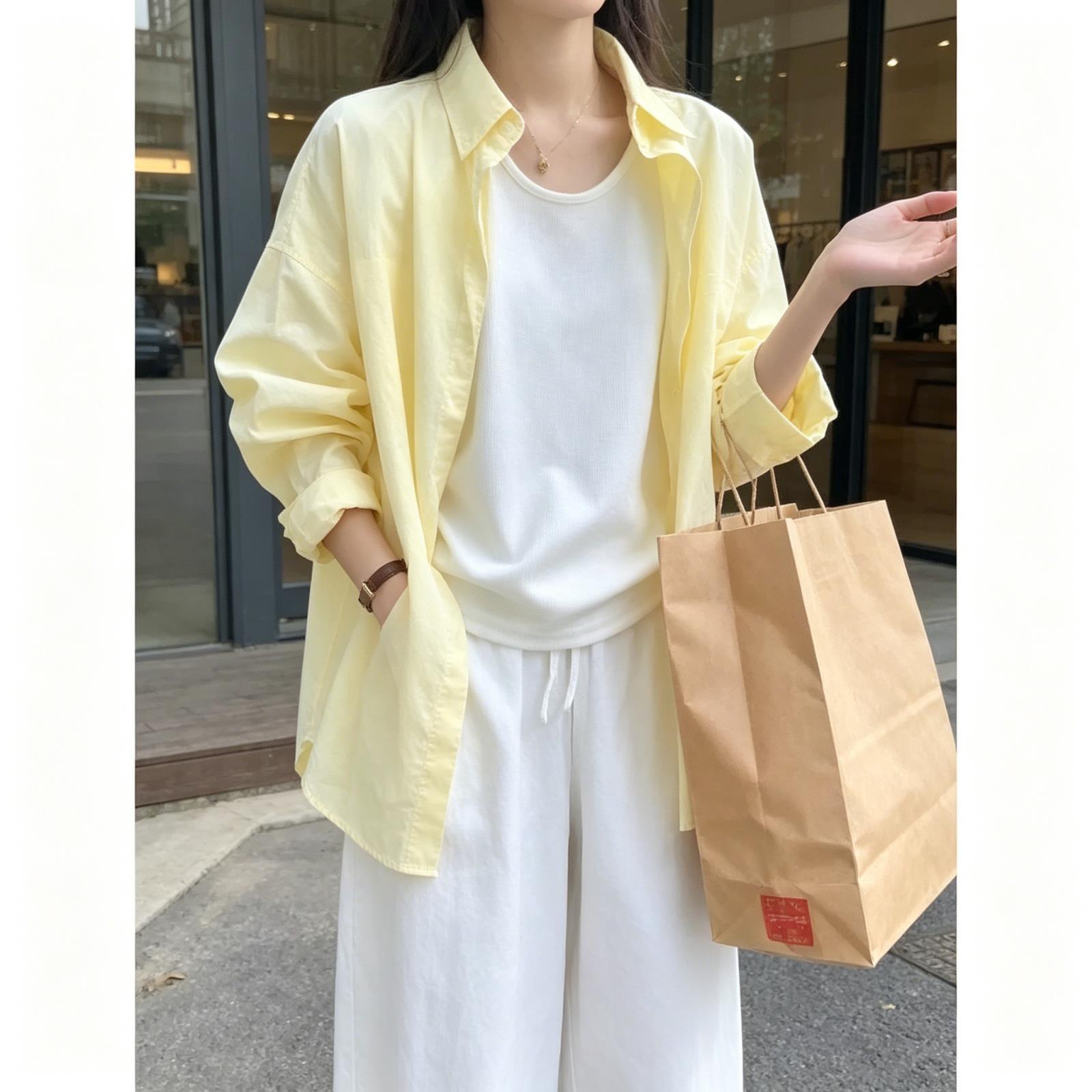 薄荷绿长袖衬衫女2026新