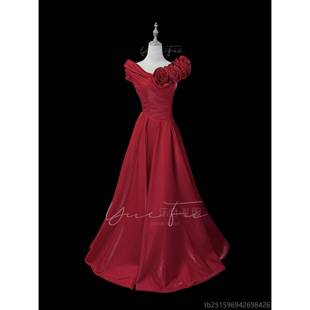 高档玫瑰人生｜乐府礼服52色年红缎面两穿裙声声乐独唱比赛艺考美