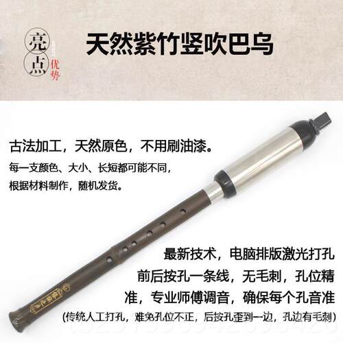 高档竖吹巴乌 天然紫竹 练A降B C G E F调 初学习专业 制 作 厂家
