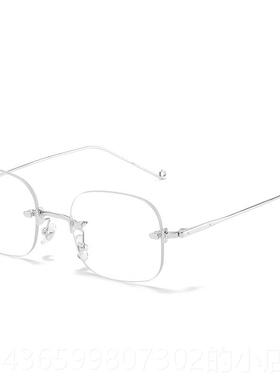 正品in文艺复古无框眼镜女防蓝光辐射韩版s潮平光n素颜enjie眼镜