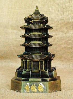 正品金属黄楼建地筑模型摆鹤件覆古合金工艺武汉旅纪念品游家居中
