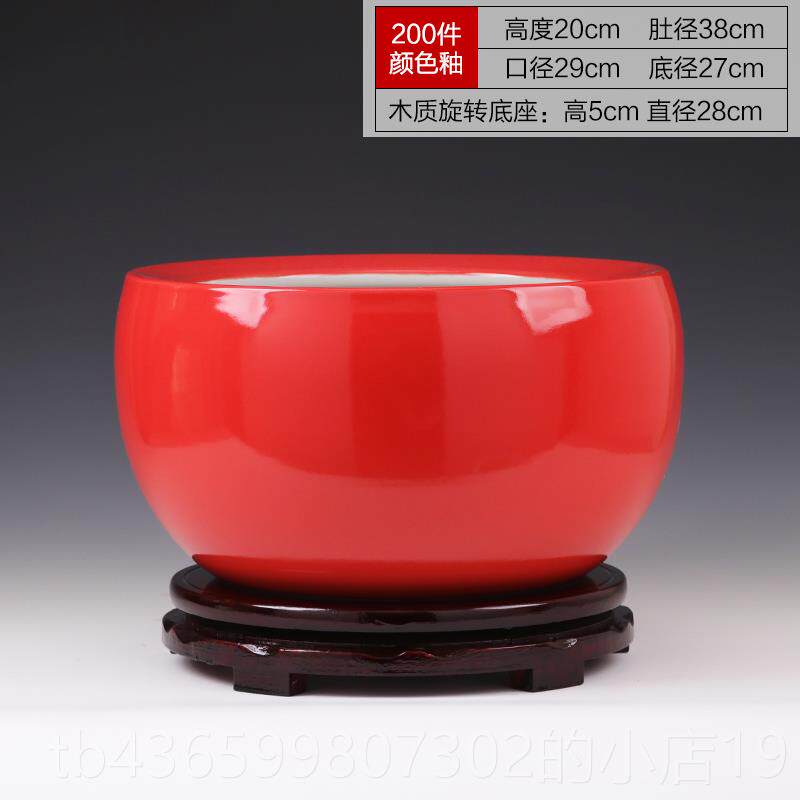 高档件客景德镇陶瓷鱼缸摆花瓷乌龟缸睡莲青缸厅酒店办公室装饰品