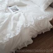 正品 敲棉美值得入纯全棉定制风公主荷叶边琴褶 皱四件套