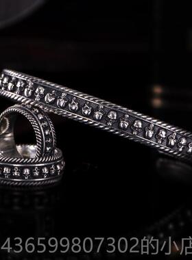 正品V行ULCA伏尔甘骷髅手镯男N纯银网红机车流哈雷欧美手手工骷髅