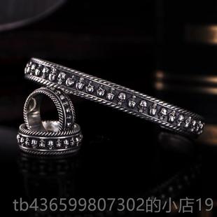 正品V行ULCA伏尔甘骷髅手镯男N纯银网红机车流哈雷欧美手手工骷髅