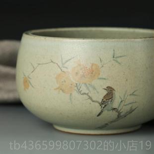 正品水器匠人手绘秋实图仿大笔洗古瓷摆件景德镇陶瓷中式盂文房笔