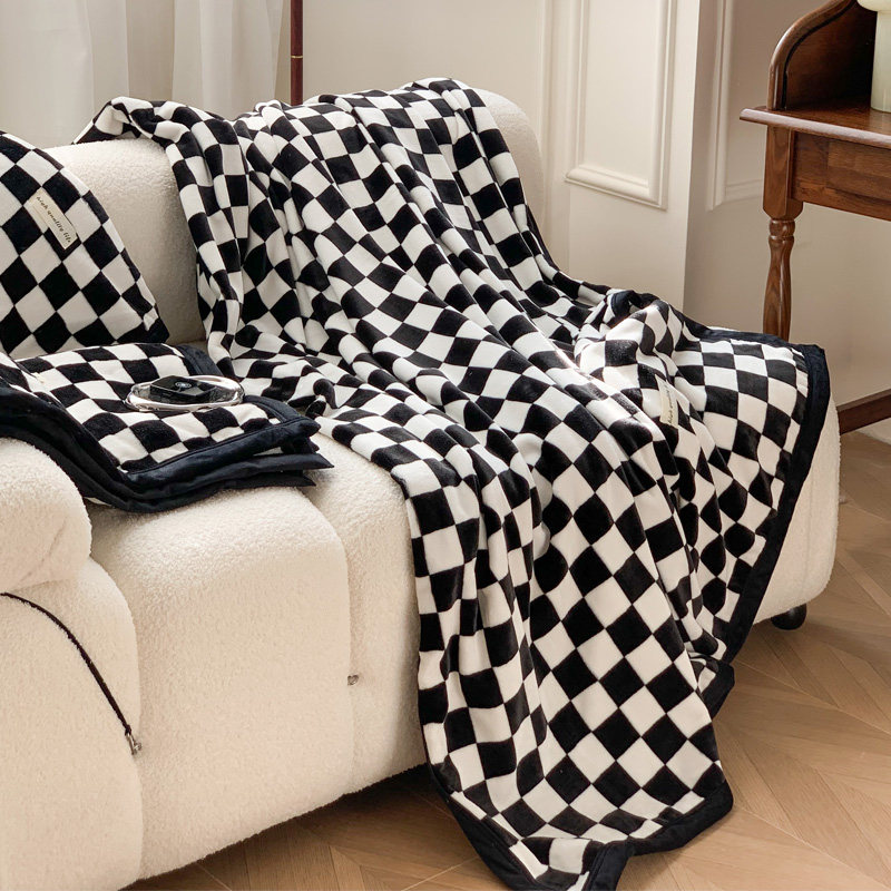 棋盘格午睡空调毯沙发毯子珊瑚绒法兰绒单人黑白四季午休毛毯被子,床上用品,休闲毯/毛毯/绒毯,淘宝优惠券,粉丝福利购,淘宝优惠卷