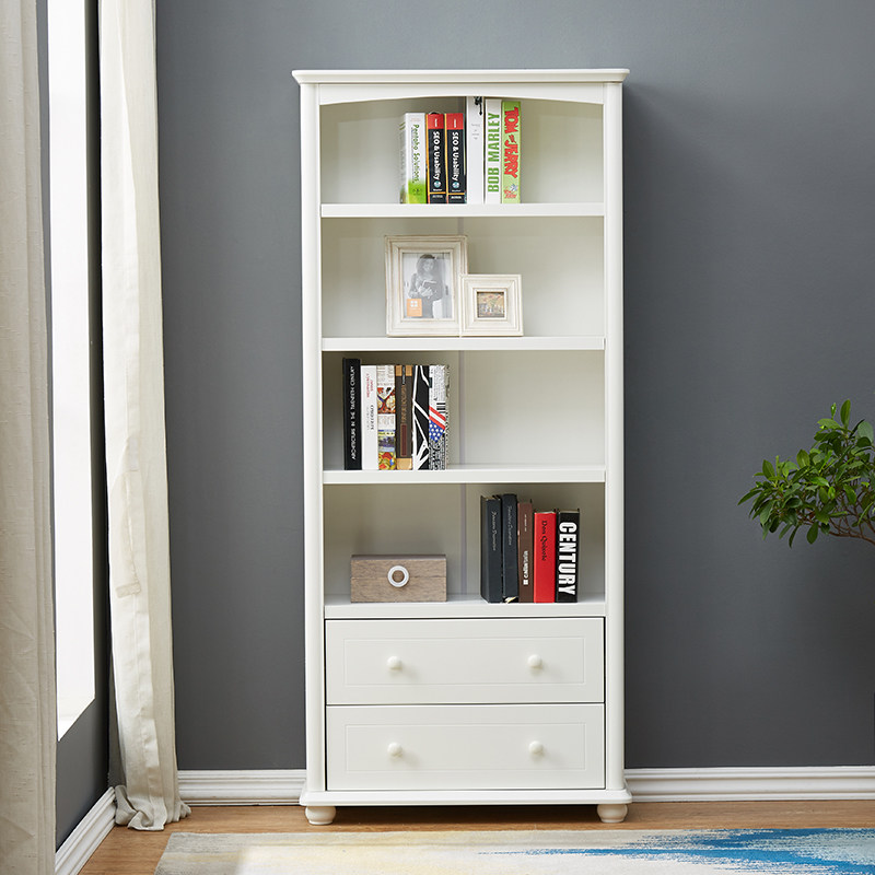 韩式书柜70组合书架80儿童书橱90多功能厅柜现代简约田园白色书桌