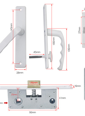 塑钢平开门把手锁6325室内门锁厕所反锁门锁白色老式平开门执手锁