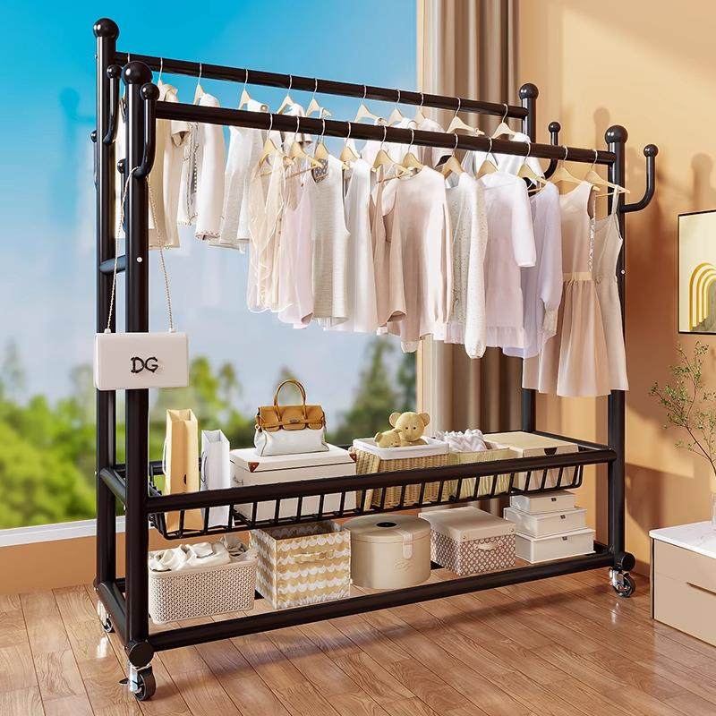 特厚衣架晾衣架立式家用加粗落地双杆挂衣架多功能加厚卧室衣帽架