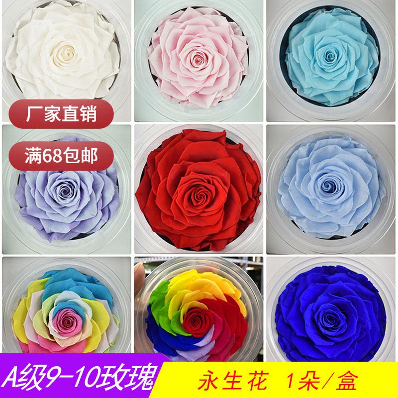 幻花永生花巨型9-10CM夜灯鲜花直批玻璃罩1朵玫瑰花材材料包diy