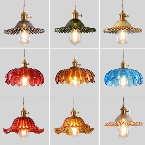 北欧黄铜玻璃吊灯老上海床头灯餐厅loft复古怀旧吧台民宿花苞灯具