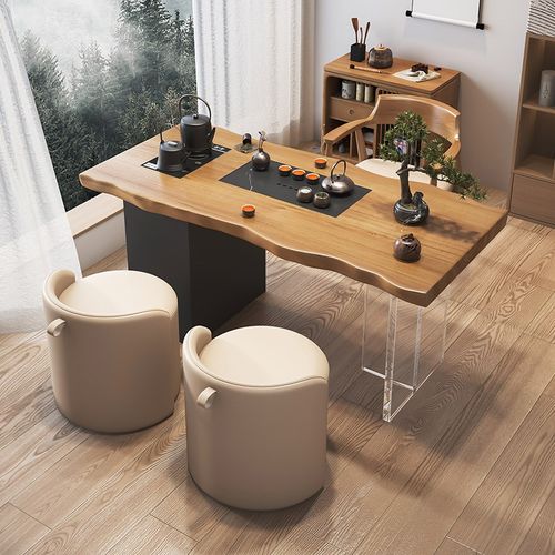 新中式实木原木茶台2025新款小型现代简约家用休闲迷你阳台泡茶桌